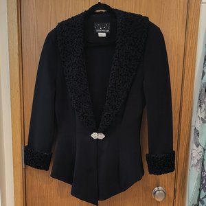 Vintage! Susan by Night,  Black Jacket with Rhinestone Clasp Closure